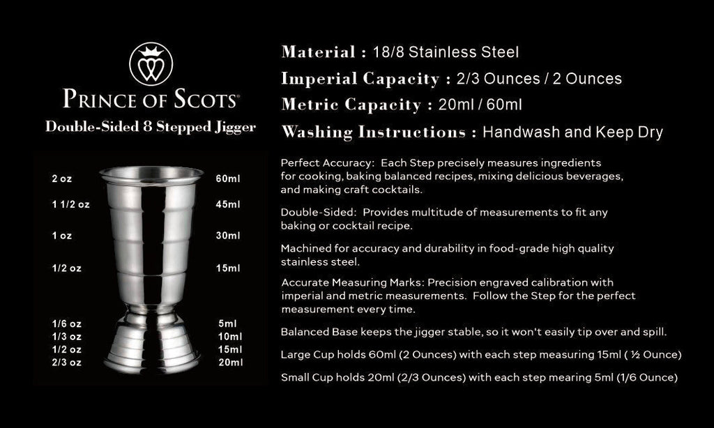 Art Deco Double-Sided 8 Stepped Jigger ~ Duo Gift Set ~