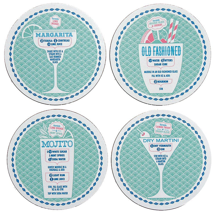 Classic Cocktails Coasters ~ Set of 4 ~