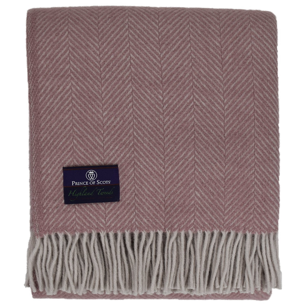 Highland Tweed Herringbone Pure New Wool Throw ~ Beach Coral ~-Throws and Blankets-Prince of Scots-00810032750060-K4050030-27-Prince of Scots