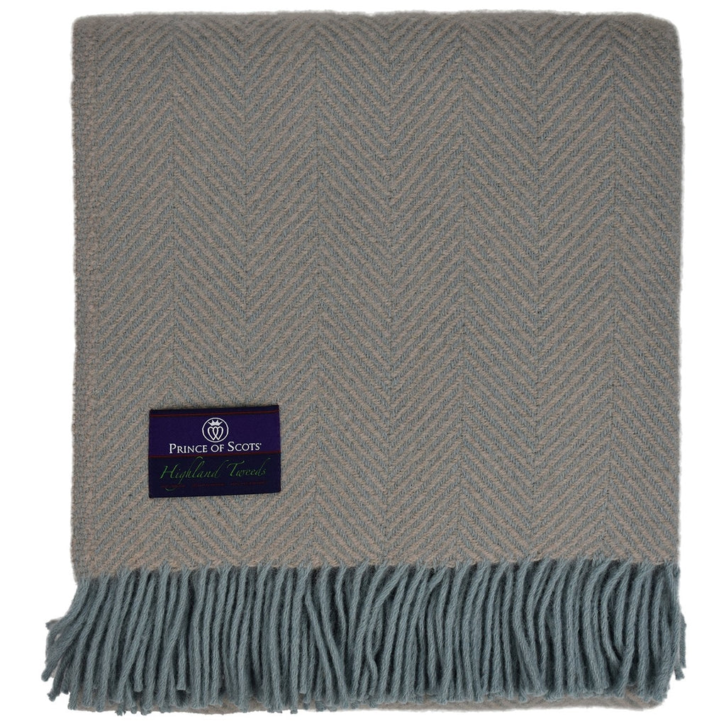 Highland Tweed Herringbone Pure New Wool Throw ~ Oyster ~-Throws and Blankets-Prince of Scots-00810032750145-K4050030-22-Prince of Scots