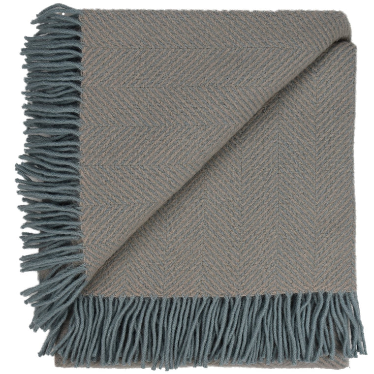 Highland Tweed Herringbone Pure New Wool Throw ~ Oyster ~