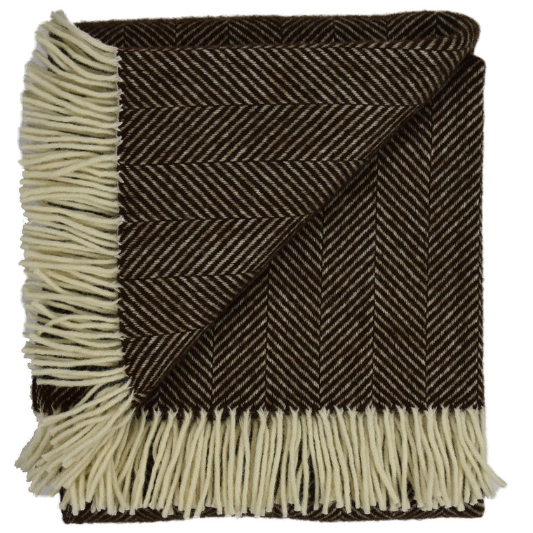 Highland Tweed Herringbone Pure New Wool Throw ~ Vanilla Bean ~