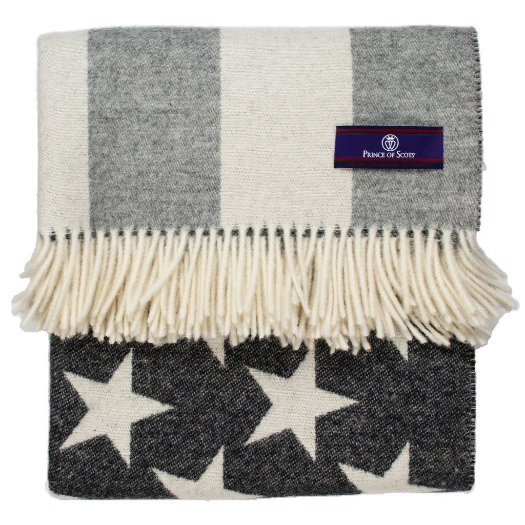 Monochromatic American Flag Merino Wool Throw-Throws and Blankets-00810032752385-GreyFlag-Prince of Scots