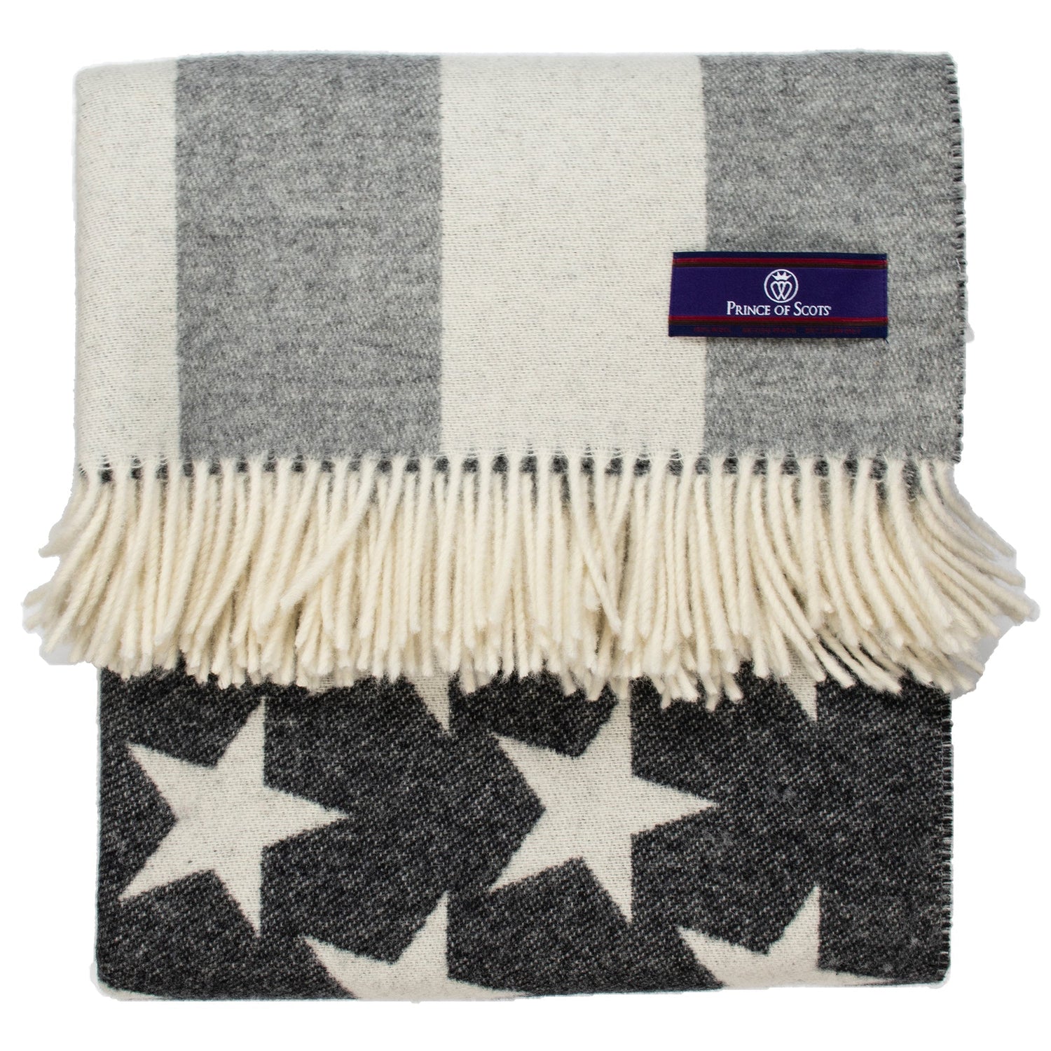 Monochromatic American Flag Merino Wool Throw-Throws and Blankets-00810032752385-GreyFlag-Prince of Scots