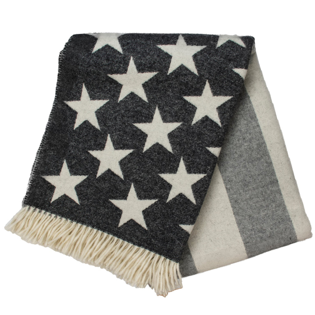 Monochromatic American Flag Merino Wool Throw-Throws and Blankets-00810032752385-GreyFlag-Prince of Scots