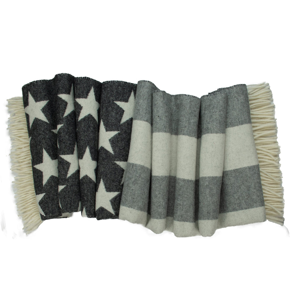 Monochromatic American Flag Merino Wool Throw-Throws and Blankets-00810032752385-GreyFlag-Prince of Scots