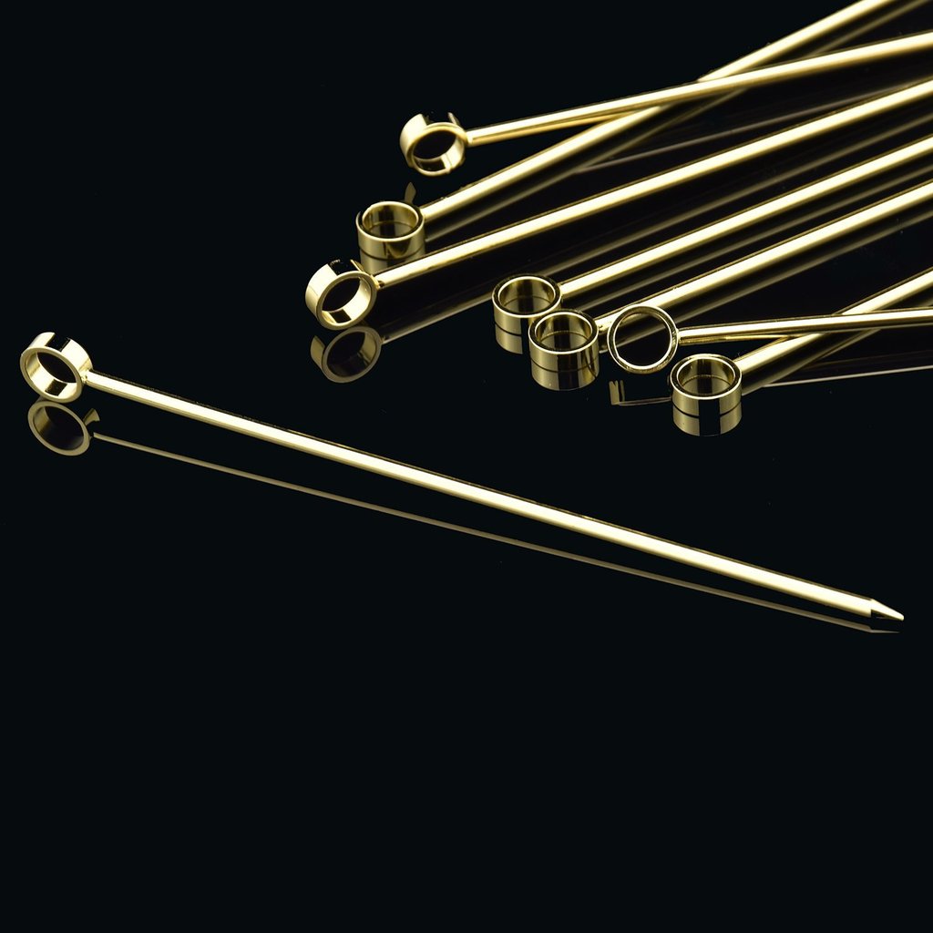 Prince of Scots 8-Pack Professional XL-Cocktail Picks (Gold in Gift Box)-Barware-810032752927-GoldPick8Box-Prince of Scots