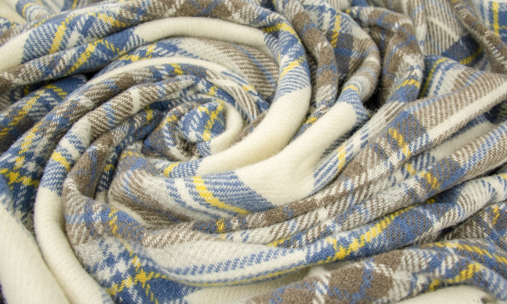 Prince of Scots Highland Tweed Pure New Wool Throw (Muted Blue Stewart)-Throws and Blankets-Prince of Scots-810032752071-J4050028-11-Prince of Scots