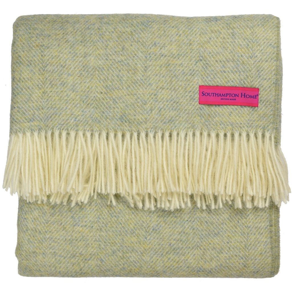 SOUTHAMPTON HOME Wool Herringbone Throw (Meadow)-Throws and Blankets-Prince of Scots-810032750954-Q028001-33-Prince of Scots
