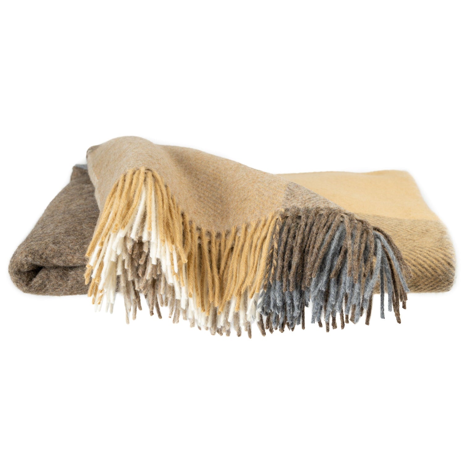 Southampton Home Merino Wool Geometric Block Throw (Wheat)-Throws and Blankets-810032753054-WheatBlock-Prince of Scots