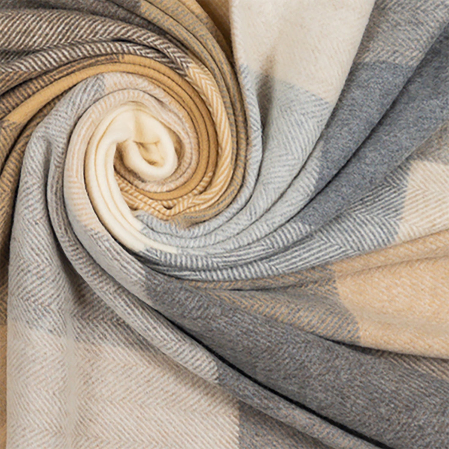 Southampton Home Merino Wool Geometric Block Throw (Wheat)-Throws and Blankets-810032753054-WheatBlock-Prince of Scots