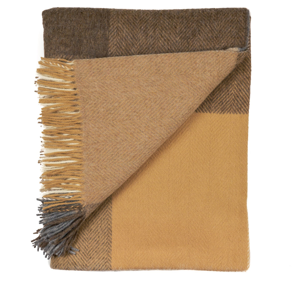 Southampton Home Merino Wool Geometric Block Throw (Wheat)-Throws and Blankets-810032753054-WheatBlock-Prince of Scots