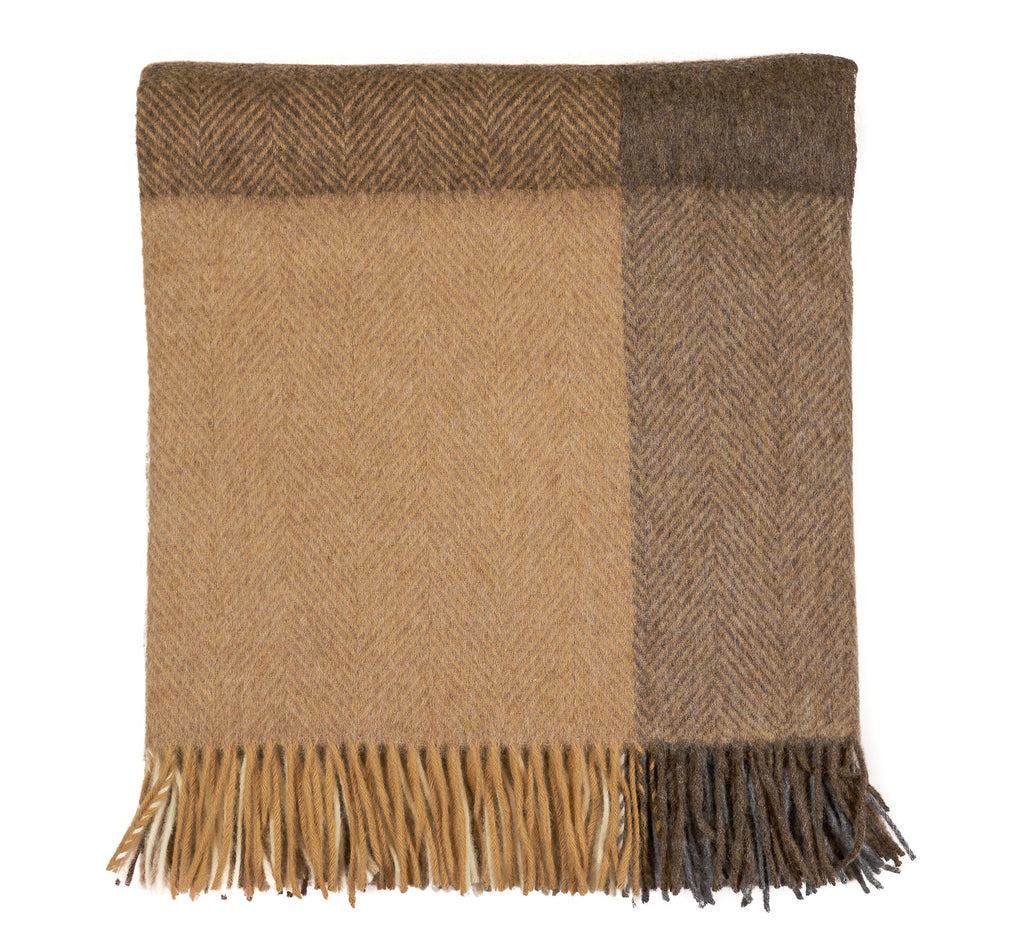 Southampton Home Merino Wool Geometric Block Throw (Wheat)-Throws and Blankets-810032753054-WheatBlock-Prince of Scots