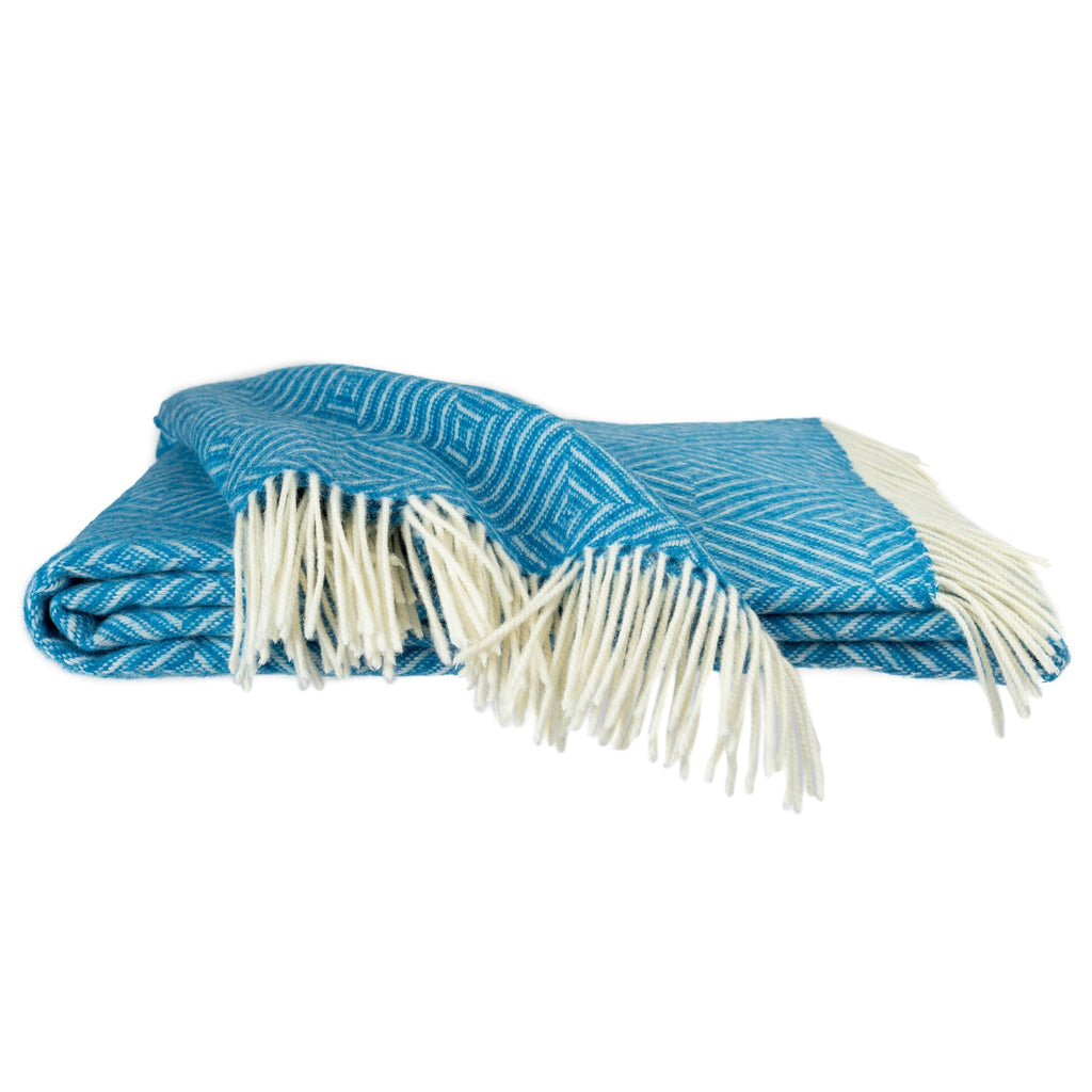 Southampton Home Merino Wool Geometric Throw (Blue)-Throws and Blankets-GeoBlue-Prince of Scots