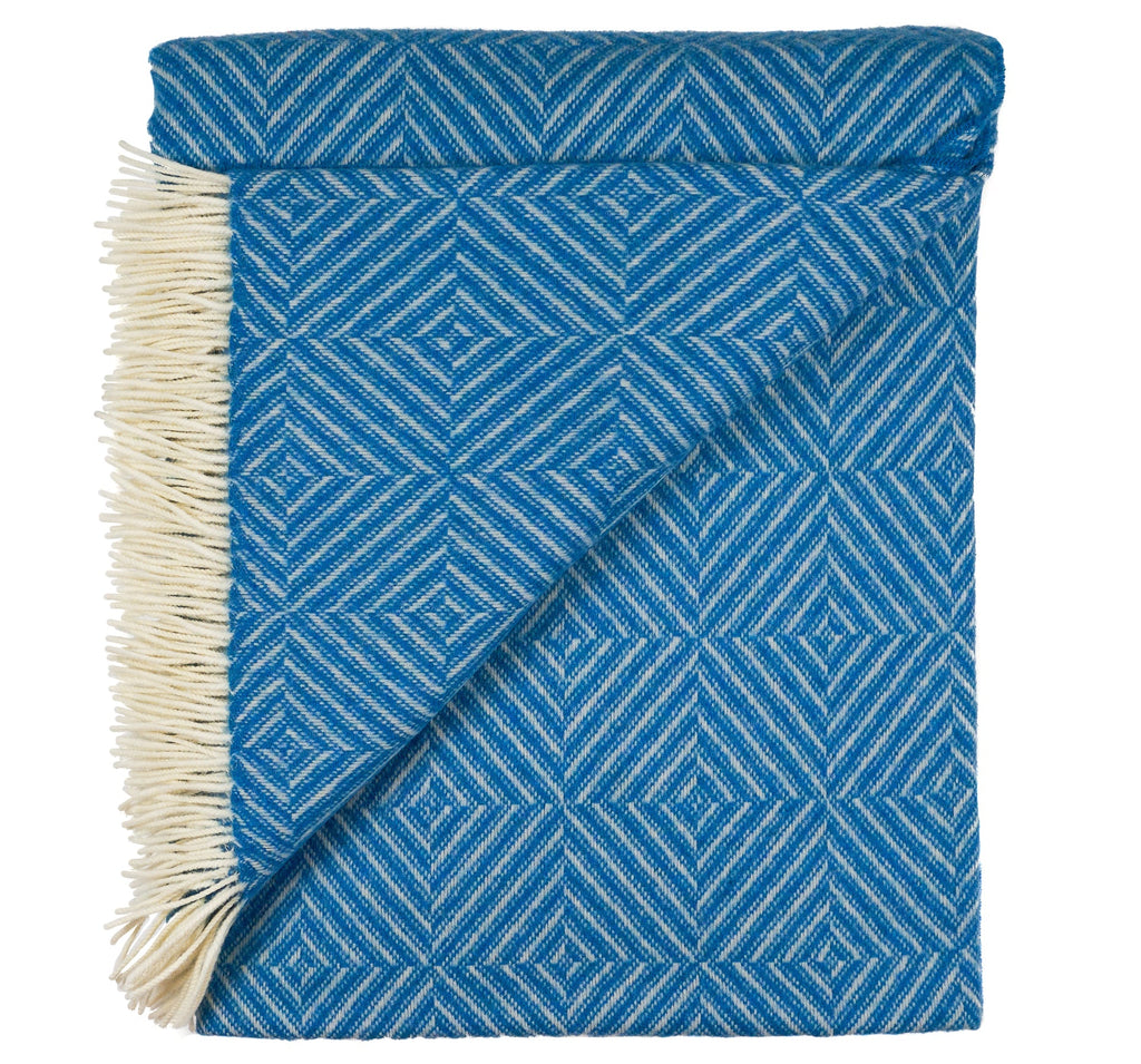 Southampton Home Merino Wool Geometric Throw (Blue)-Throws and Blankets-GeoBlue-Prince of Scots