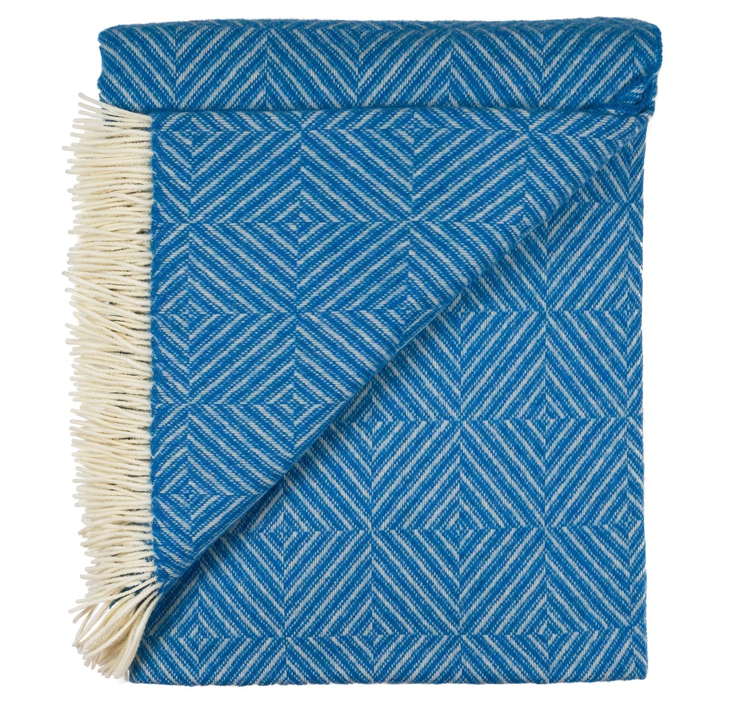 Southampton Home Merino Wool Geometric Throw (Blue)-Throws and Blankets-GeoBlue-Prince of Scots