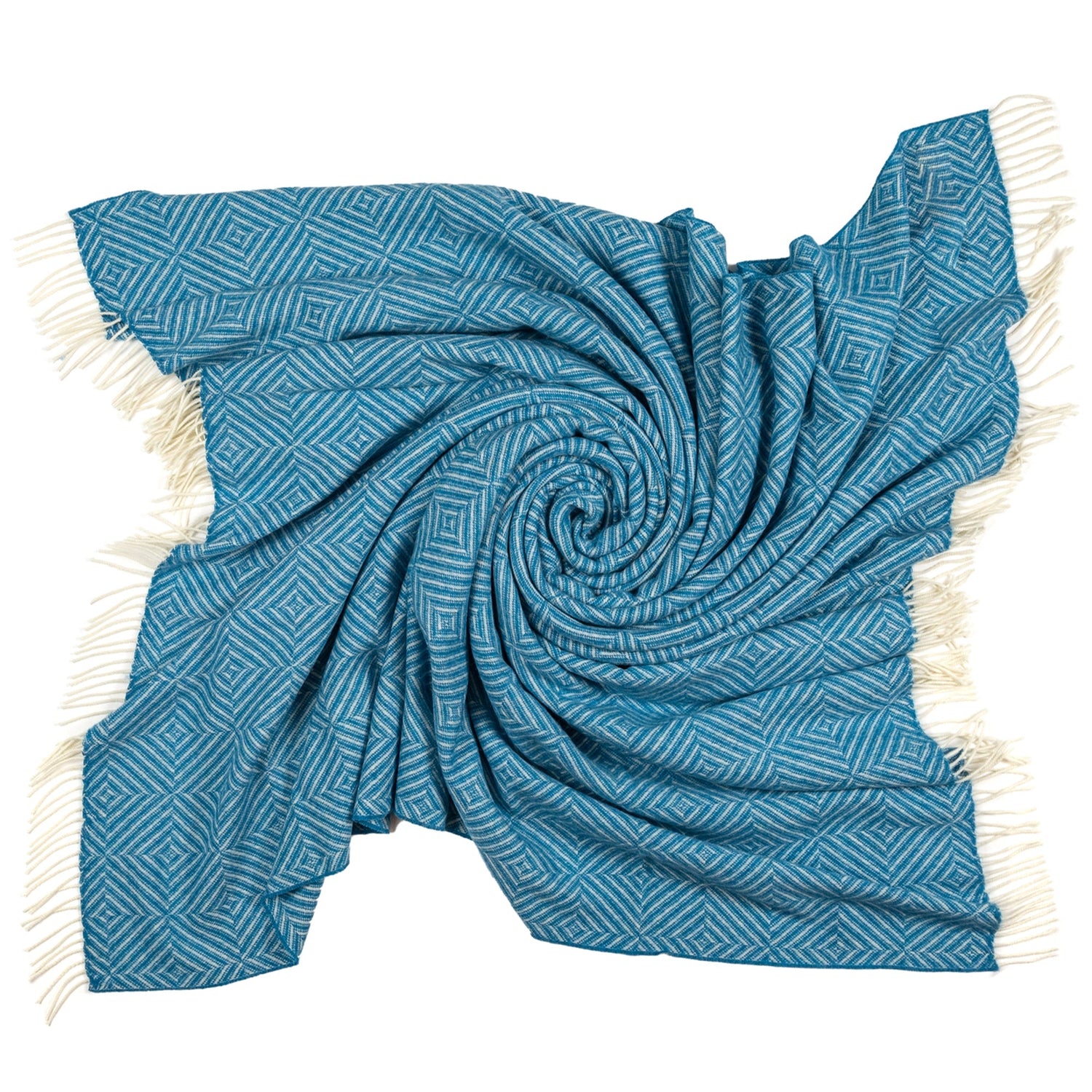 Southampton Home Merino Wool Geometric Throw (Blue)-Throws and Blankets-GeoBlue-Prince of Scots