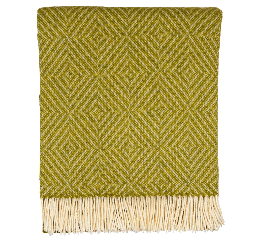 Southampton Home Merino Wool Geometric Throw (Lime)-Throws and Blankets-Prince of Scots