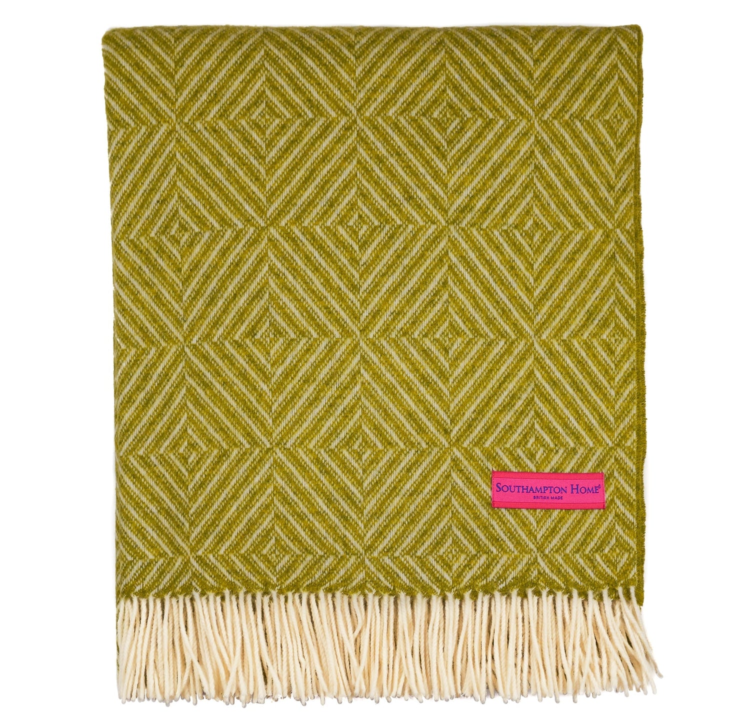 Southampton Home Merino Wool Geometric Throw (Lime)-Throws and Blankets-Prince of Scots
