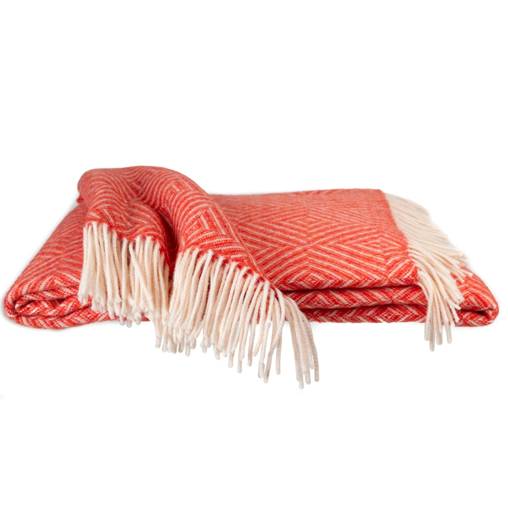 Southampton Home Merino Wool Geometric Throw (Orange)-Throws and Blankets-GeoOrange-Prince of Scots