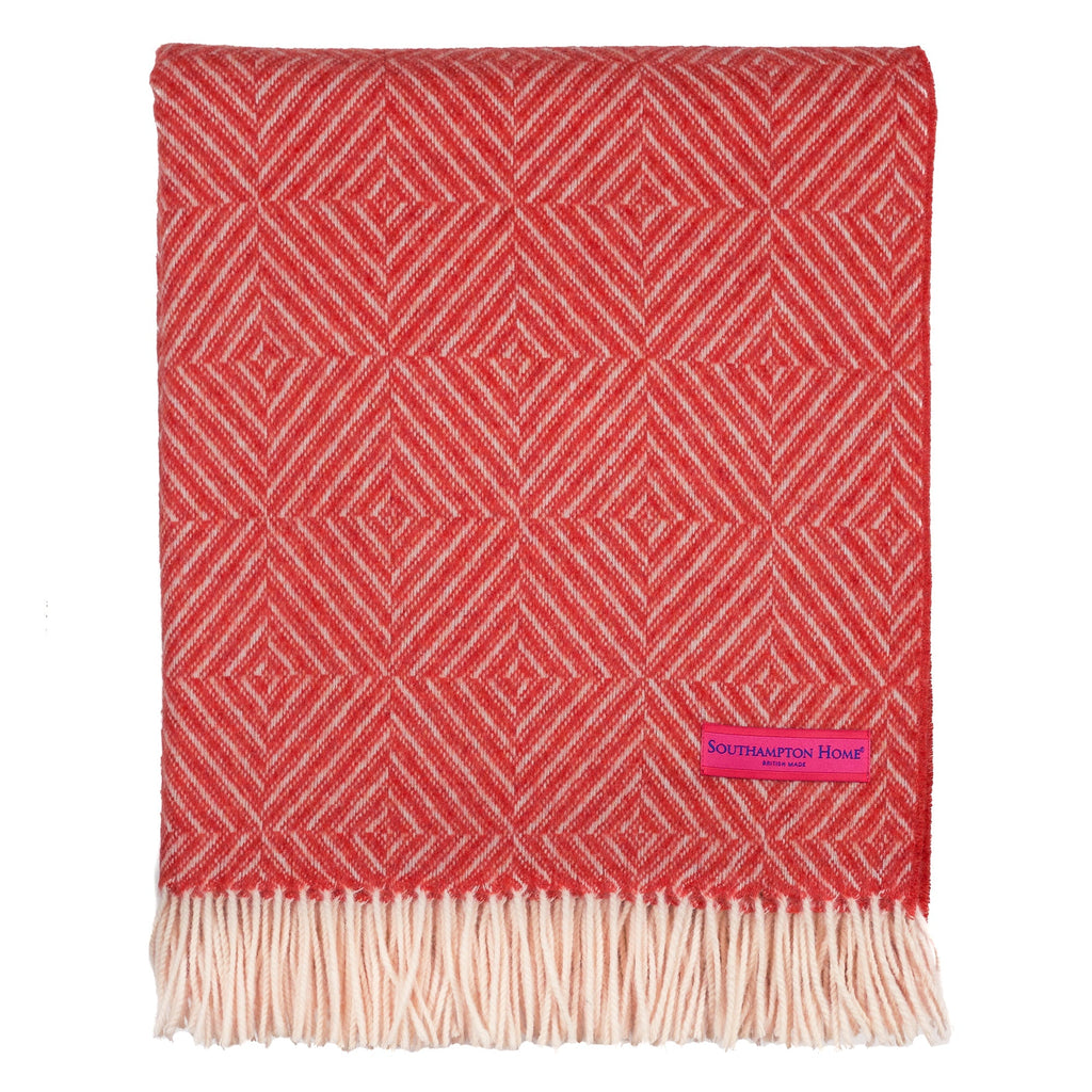 Southampton Home Merino Wool Geometric Throw (Orange)-Throws and Blankets-GeoOrange-Prince of Scots