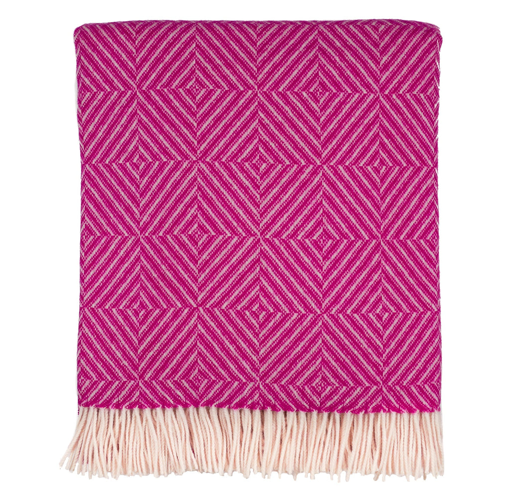 Southampton Home Merino Wool Geometric Throw (Pink)-Throws and Blankets-GeoPink-Prince of Scots