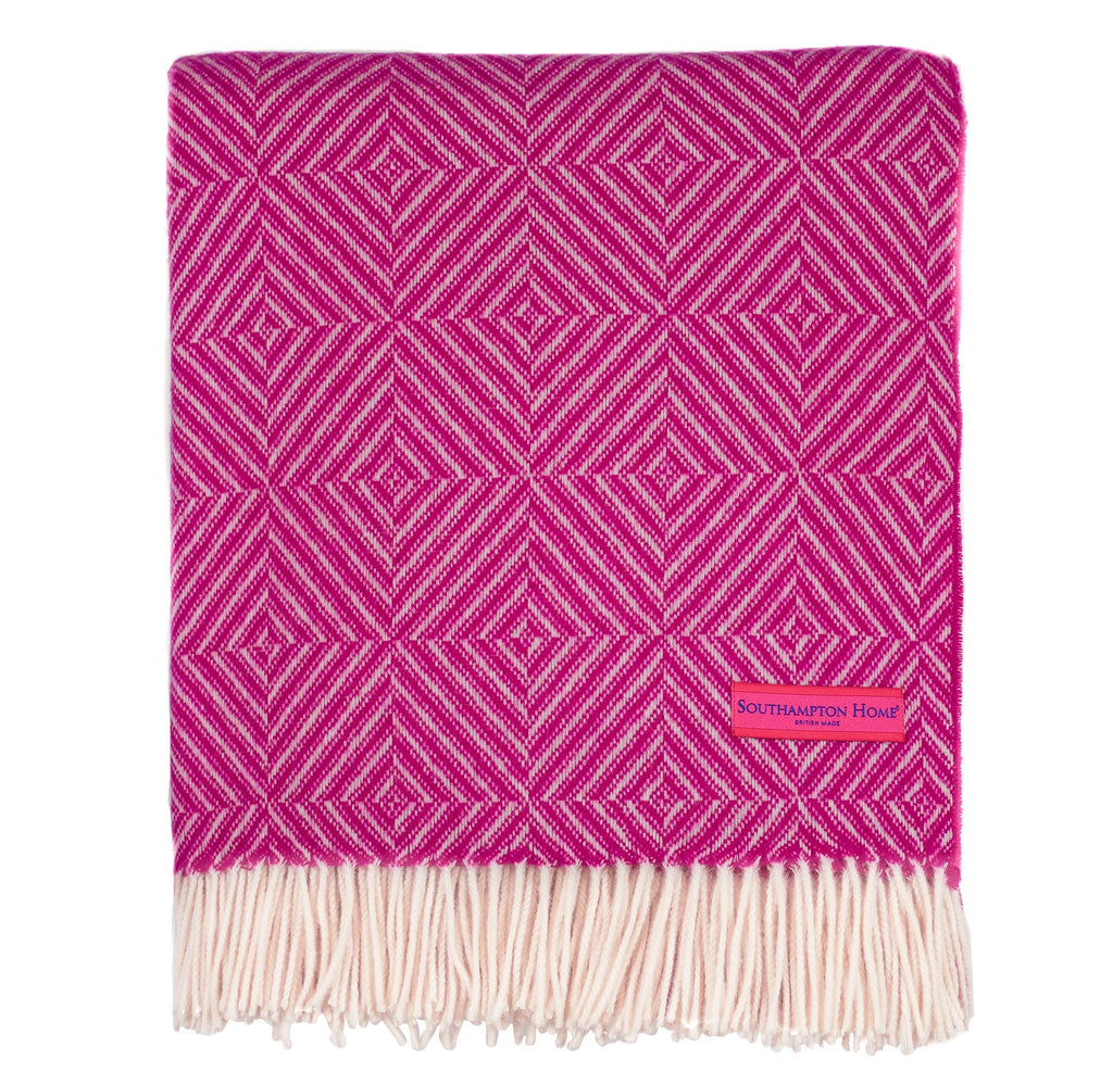 Southampton Home Merino Wool Geometric Throw (Pink)-Throws and Blankets-GeoPink-Prince of Scots