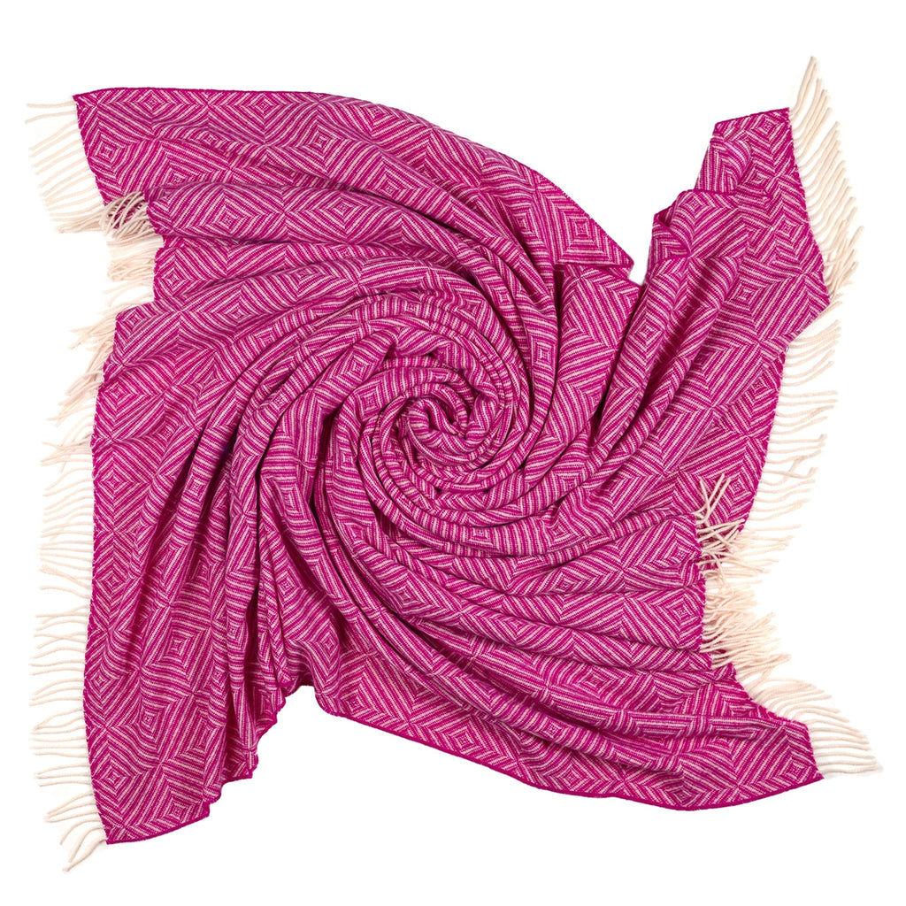 Southampton Home Merino Wool Geometric Throw (Pink)-Throws and Blankets-GeoPink-Prince of Scots