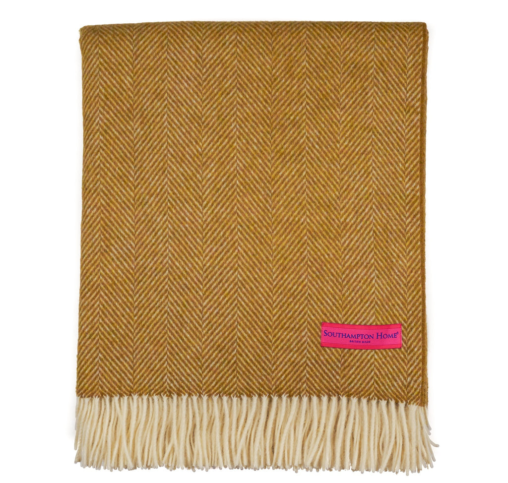 Southampton Home Merino Wool Herringbone Throw (Gold)-Throws and Blankets-Q029006-Prince of Scots