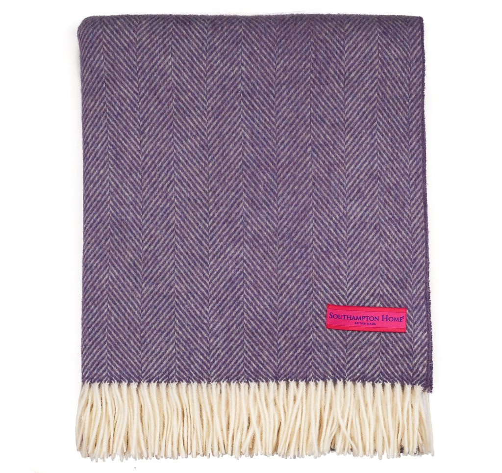 Southampton Home Merino Wool Herringbone Throw (Lavender)-Throws and Blankets-Q0290011-Prince of Scots