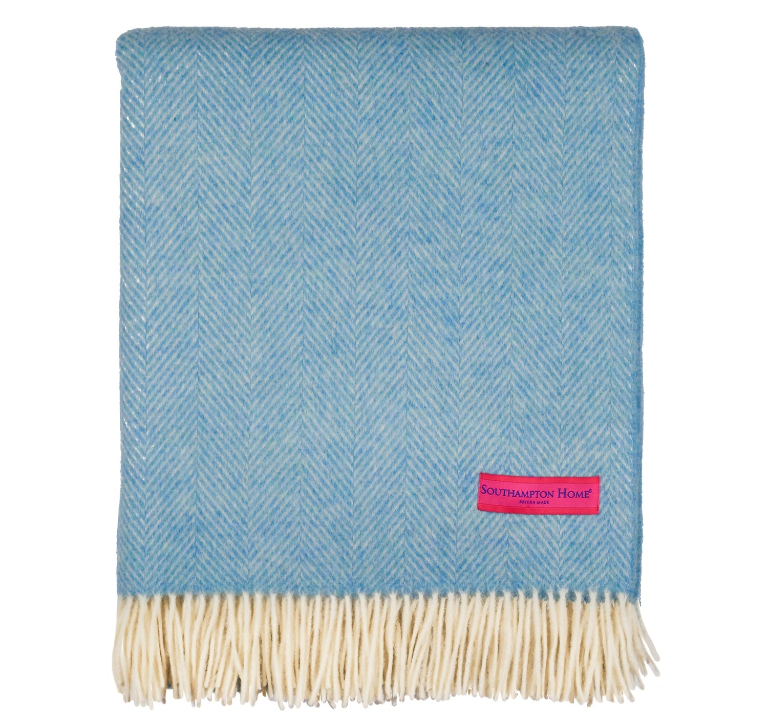 Southampton Home Merino Wool Herringbone Throw (Sky Blue)-Throws and Blankets-Q029009-Prince of Scots