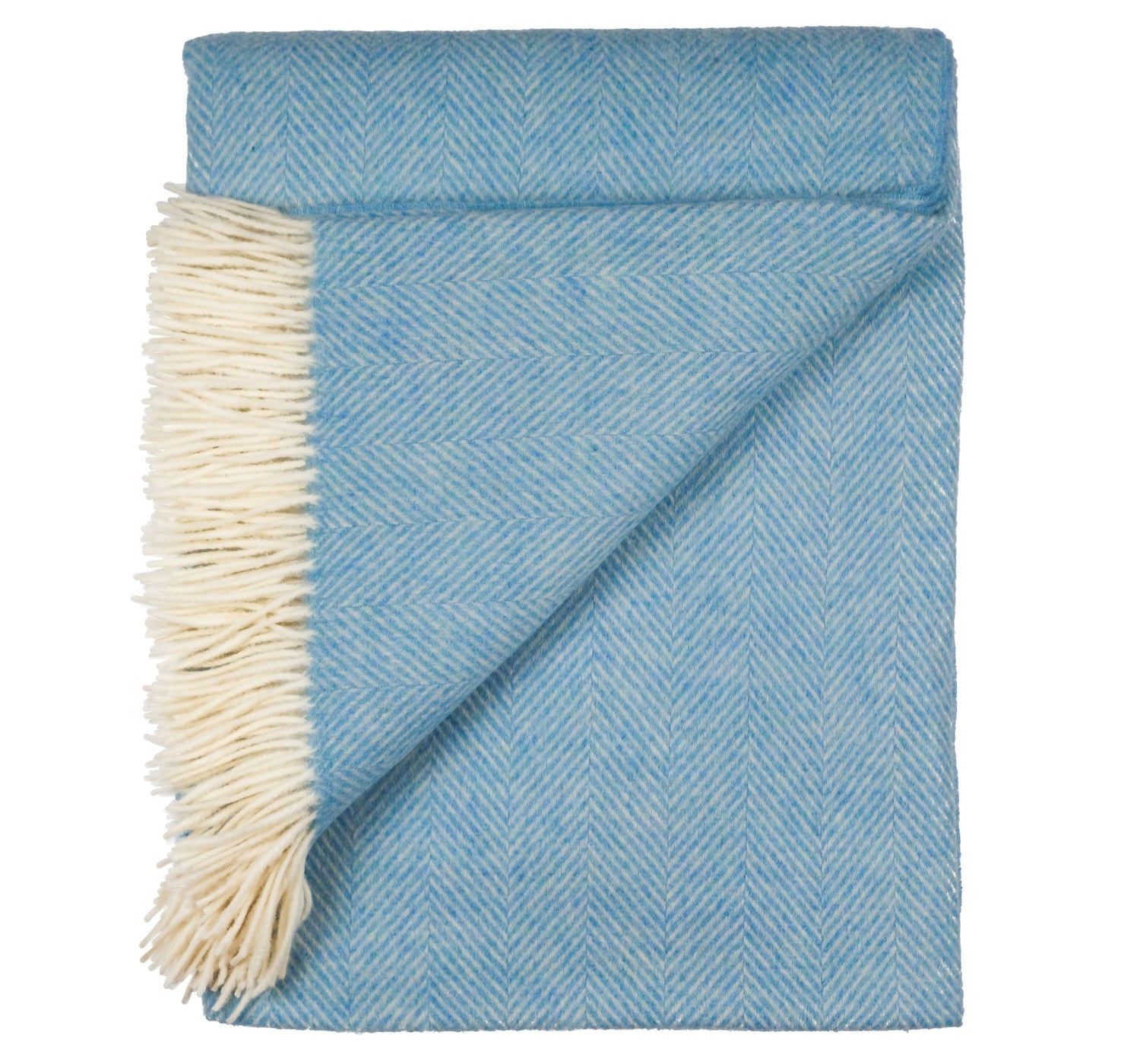 Southampton Home Merino Wool Herringbone Throw (Sky Blue)-Throws and Blankets-Q029009-Prince of Scots