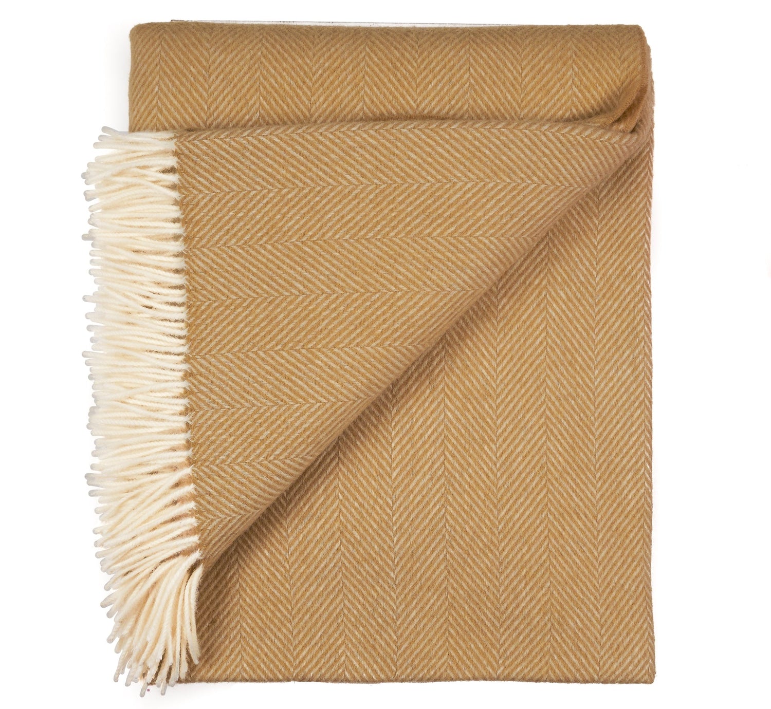 Southampton Home Merino Wool Herringbone Throw (Wheat Tassel)-Throws and Blankets-Q029008-Prince of Scots