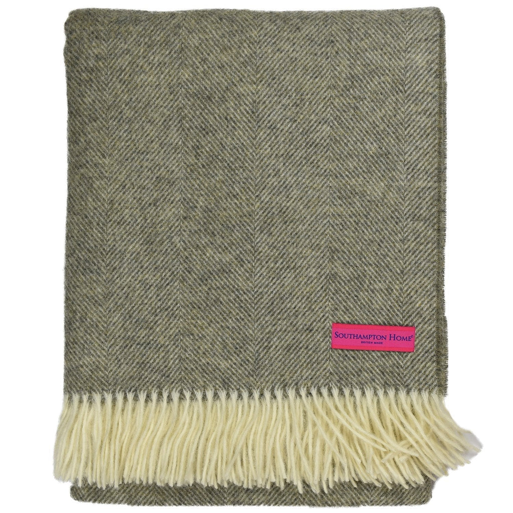 Southampton Home Wool Herringbone Throw (Estate Grey)-Throws and Blankets-Prince of Scots-810032750916-Q028001-03-Prince of Scots
