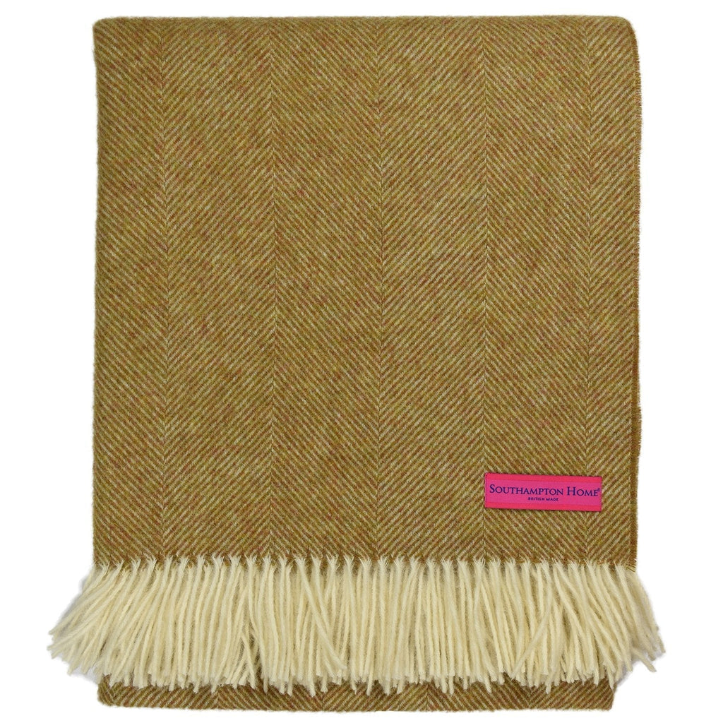 Southampton Home Wool Herringbone Throw (Gold)-Throws and Blankets-Prince of Scots-810032751005-Q028001-05-Prince of Scots