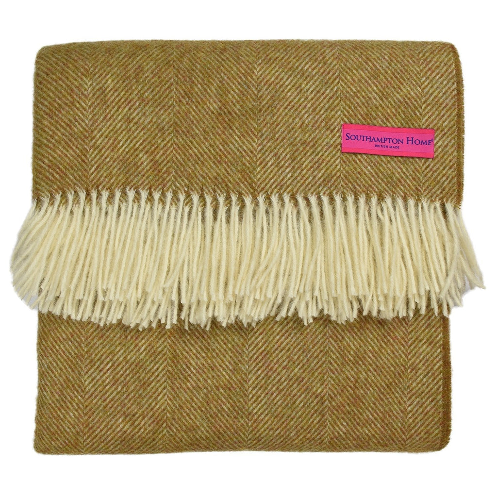 Southampton Home Wool Herringbone Throw (Gold)-Throws and Blankets-Prince of Scots-810032751005-Q028001-05-Prince of Scots