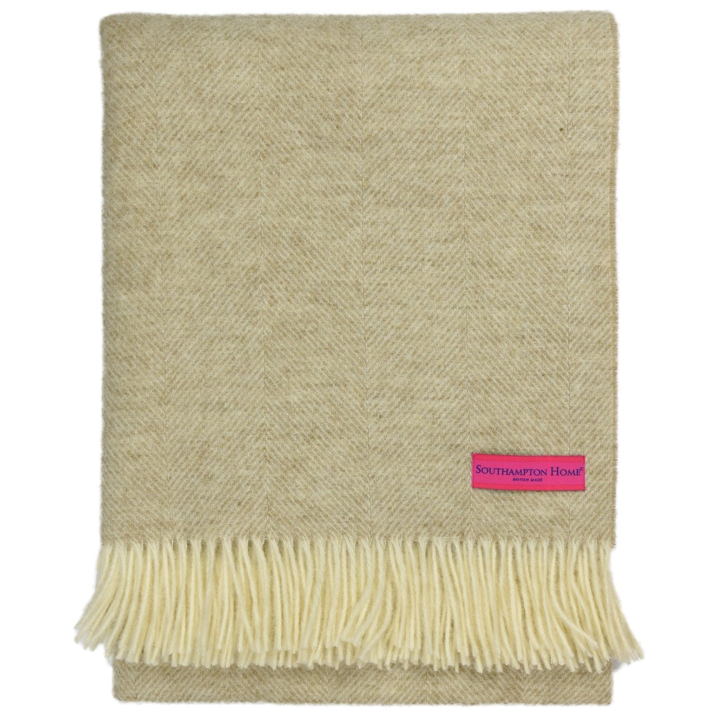 Southampton Home Wool Herringbone Throw (Linen)-Throws and Blankets-Prince of Scots-810032750923-Q028001-01-Prince of Scots