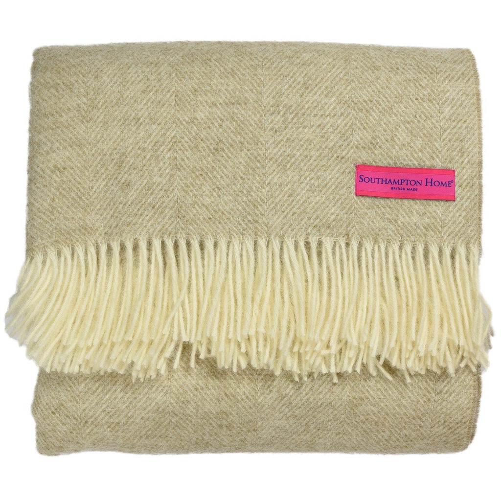Southampton Home Wool Herringbone Throw (Linen)-Throws and Blankets-Prince of Scots-810032750923-Q028001-01-Prince of Scots