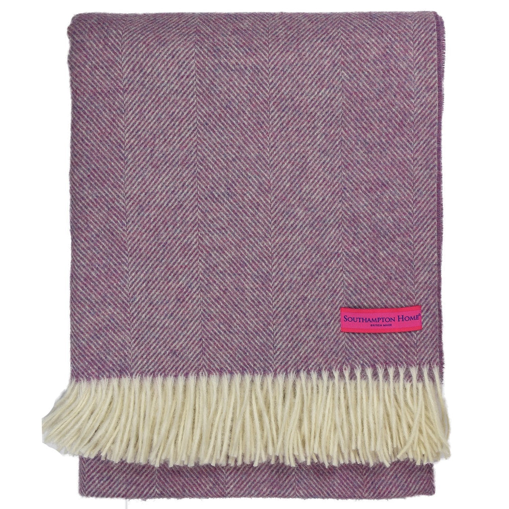 Southampton Home Wool Herringbone Throw (Petal Pink)-Throws and Blankets-Prince of Scots-810032750961-Q028001-08-Prince of Scots