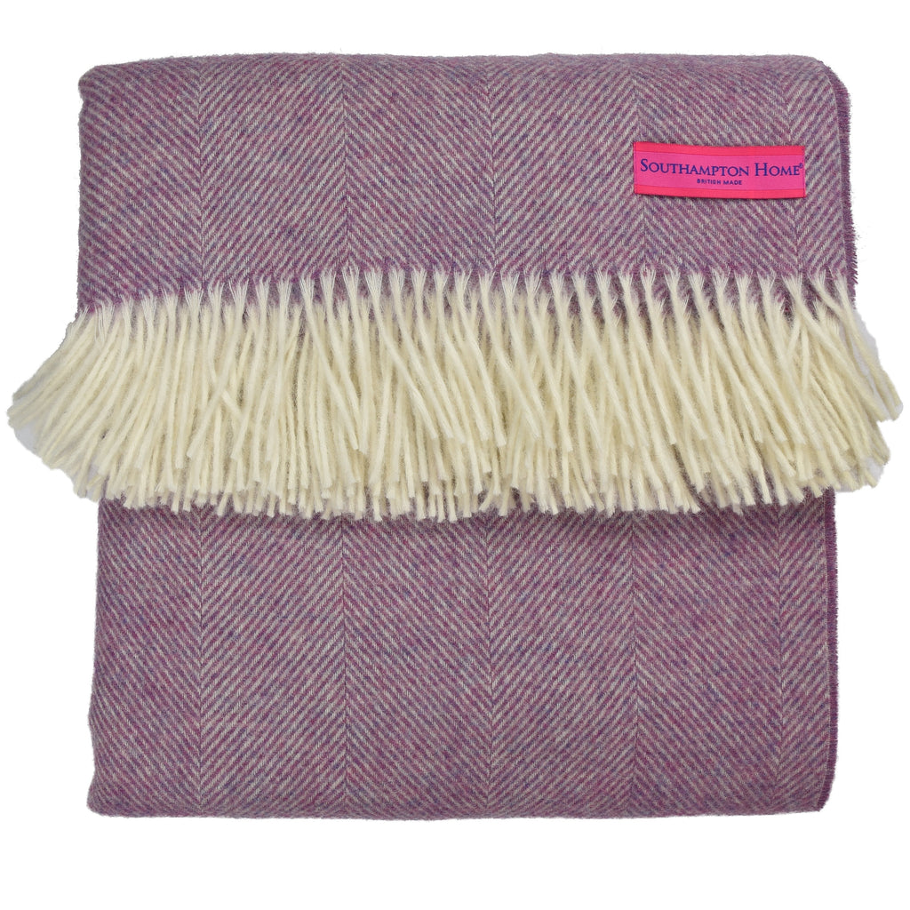 Southampton Home Wool Herringbone Throw (Petal Pink)-Throws and Blankets-Prince of Scots-810032750961-Q028001-08-Prince of Scots