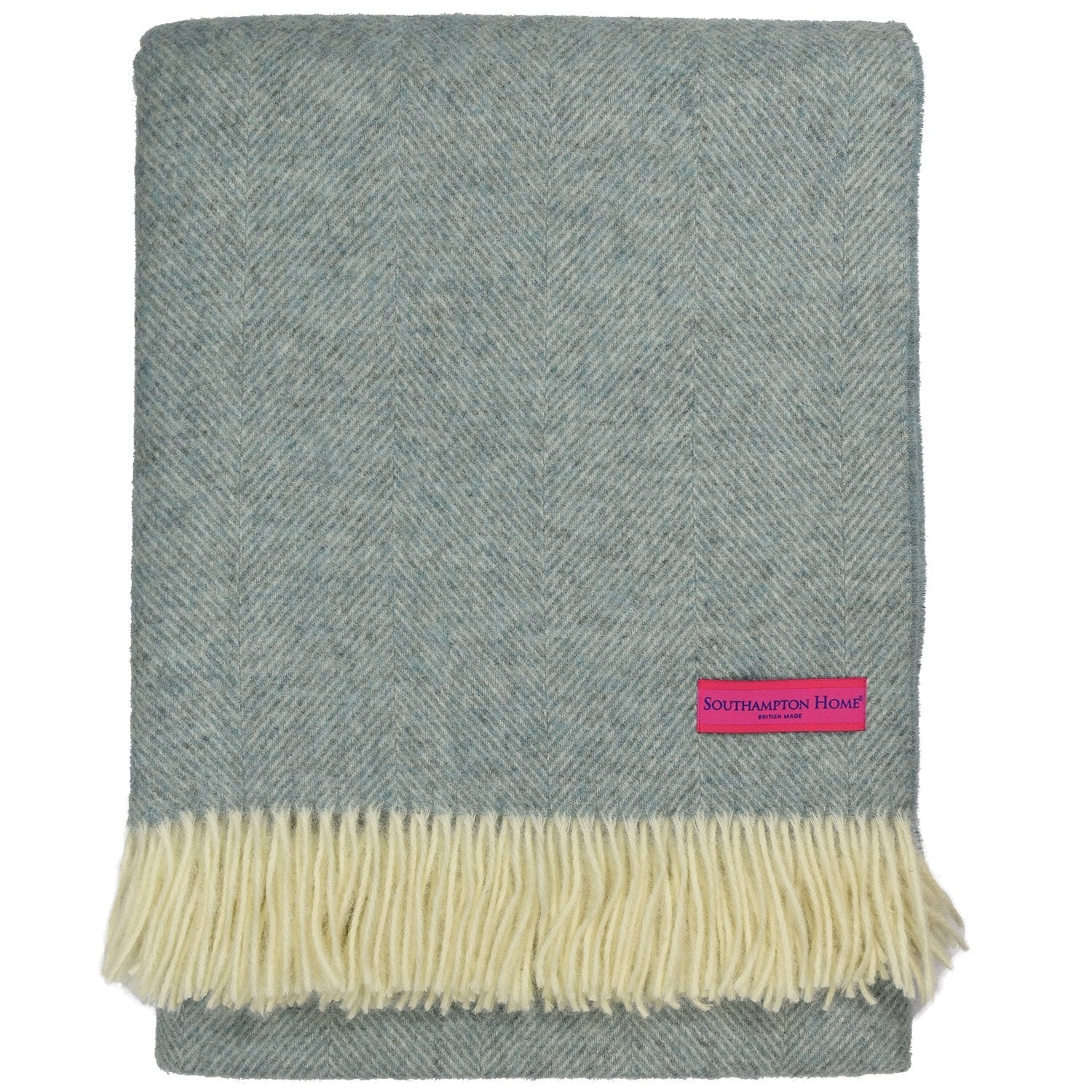 Southampton Home Wool Herringbone Throw (Robin's Egg)-Throws and Blankets-Prince of Scots-810032750992-Q028001-10-Prince of Scots
