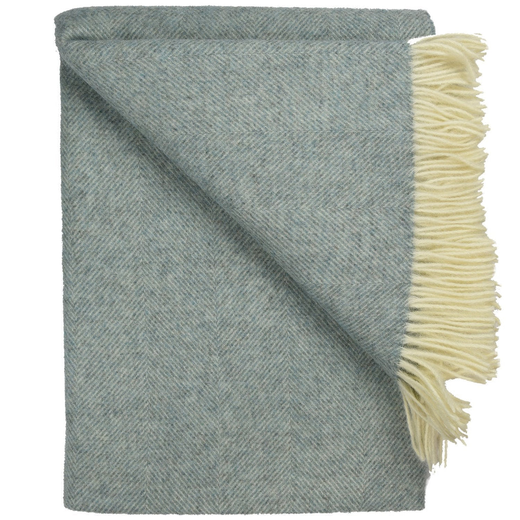 Southampton Home Wool Herringbone Throw (Robin's Egg)-Throws and Blankets-Prince of Scots-810032750992-Q028001-10-Prince of Scots