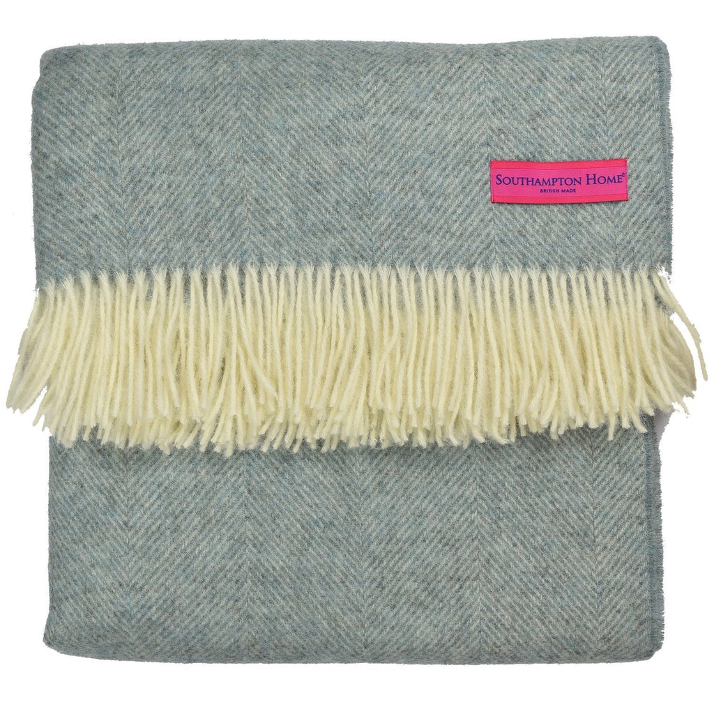 Southampton Home Wool Herringbone Throw (Robin's Egg)-Throws and Blankets-Prince of Scots-810032750992-Q028001-10-Prince of Scots