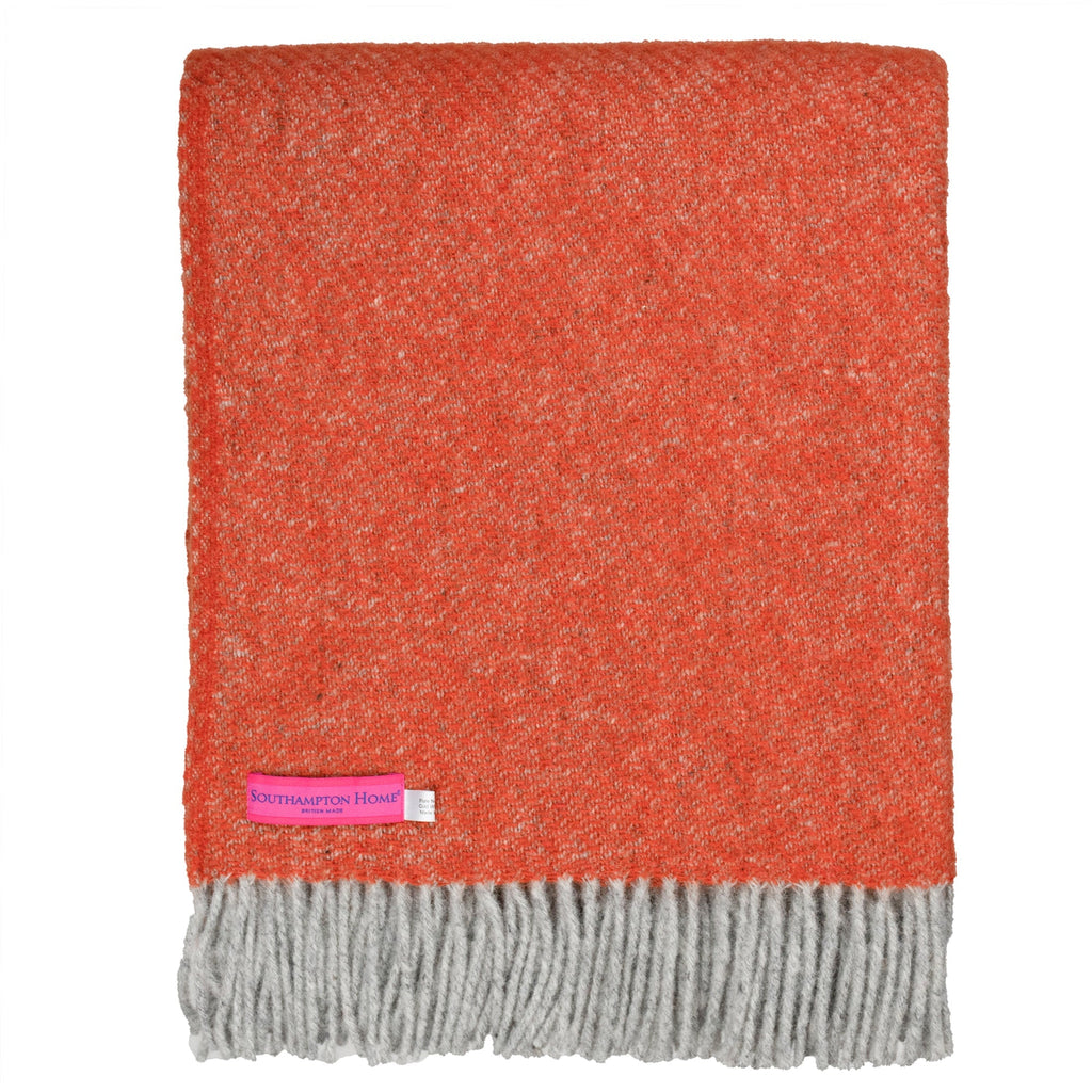 Southampton Home Wool Twill Throw Blanket (Poppy Orange)-Throws and Blankets-810032752439-SHWoolTwillOrange-Prince of Scots