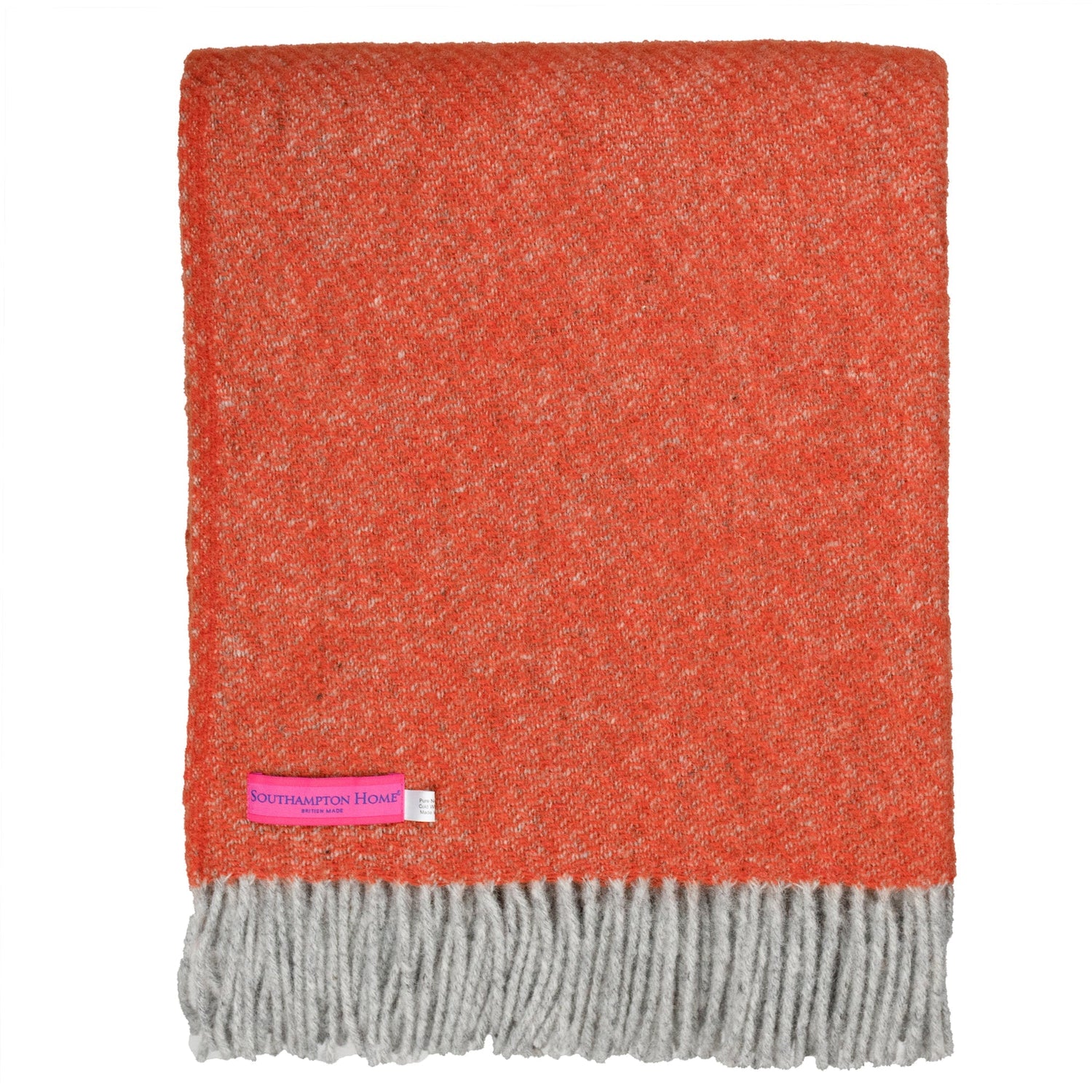 Southampton Home Wool Twill Throw Blanket (Poppy Orange)-Throws and Blankets-810032752439-SHWoolTwillOrange-Prince of Scots