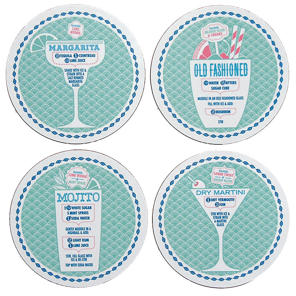 Classic Cocktails Coasters ~ Set of 4 ~-Barware-Stuart Gardiner Design-Prince of Scots