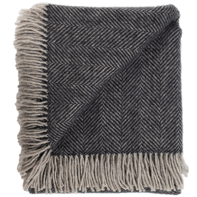 Highland Tweed Herringbone Pure New Wool Throw ~ Charcoal ~-Throws and Blankets-Prince of Scots-00810032750022-K4050030-014-Prince of Scots