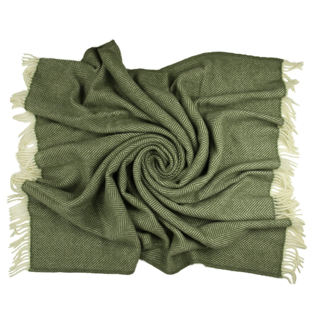 Highland Tweed Herringbone Pure New Wool Throw ~ Evergreen ~-Throws and Blankets-Prince of Scots-00810032750091-K4050030-22-Prince of Scots