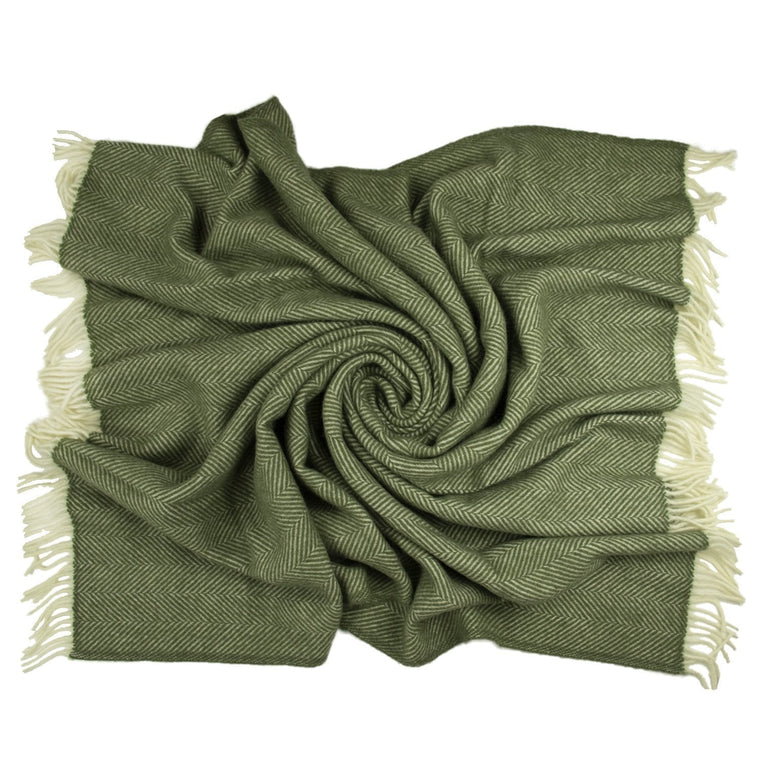 Highland Tweed Herringbone Pure New Wool Throw ~ Evergreen ~