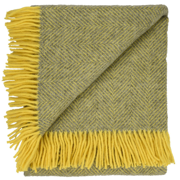 Highland Tweed Herringbone Pure New Wool Throw ~ Finch ~
